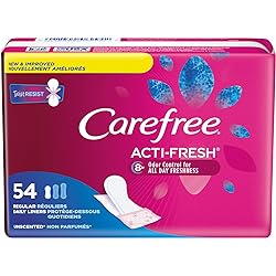 Carefree Body Shape Pant Liners, Regular, Multicolor Unscented 54 Count Pack of 1