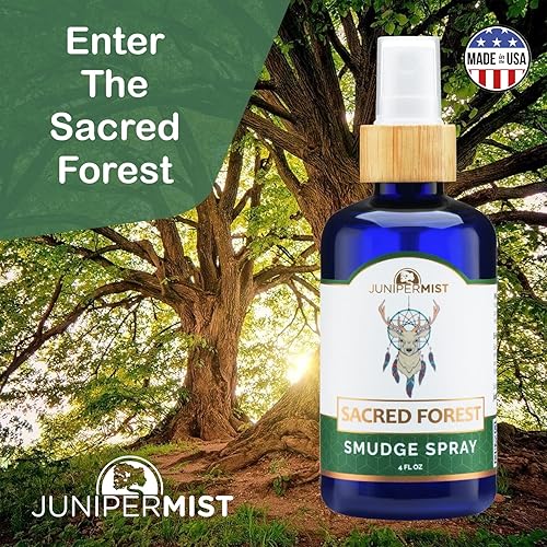 JUNIPERMIST Sacred Forest Smudge Spray for Cleansing Negative Energy 3 Pack Alternative to Sage Incense, Palo Santo Sticks or Candles, Blessed in Sedona, with Pure Essential Oils and Crystals - 4oz