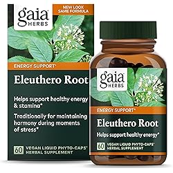 Gaia Herbs Eleuthero Root - Energy, Stamina & Mental Endurance Support - Eleuthero Root Siberian Ginseng Adaptogen Herbal Supplement - 60 Vegan Liquid Phyto-Capsules 30-Day Supply