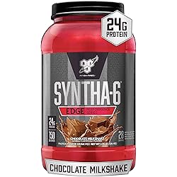 BSN SYNTHA-6 Edge Protein Powder, Chocolate Protein Powder with Hydrolyzed Whey, Micellar Casein, Milk Protein Isolate, Low Sugar, 24g Protein, Chocolate Milkshake, 28 Servings