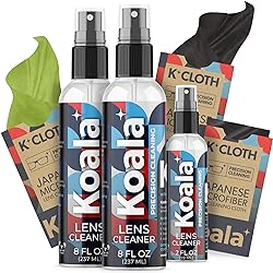 Koala Eyeglass Lens Cleaner Spray Kit | American Made | 18 Ounces 3 Koala Cloths | Streak and Alcohol Free | Carefully Engineered Glasses Cleaner | Safe for All Lenses
