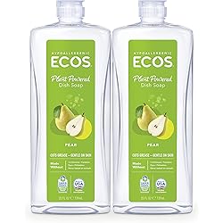 ECOS Hypoallergenic Dish Soap, Natural Pear, 25 oz by Earth Friendly Products Pack of 2