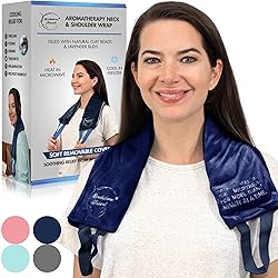 Brookethorne Naturals Microwave Heating Pad for Neck and Shoulders Moist Heating Pad with Removable Cover. Calming Heat Neck Wrap with Lavender. Great for Back Pain, Stiff Neck & Cramps