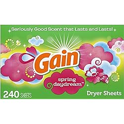 Gain Dryer Sheets, 240 Sheets, Spring Daydream Laundry Fabric Softener Sheets with Light, Long Lasting Scent