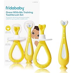 Grow-with-Me Training Toothbrush Set | Infant to Toddler Toothbrush Oral Care for Sensitive Gums by Frida Baby