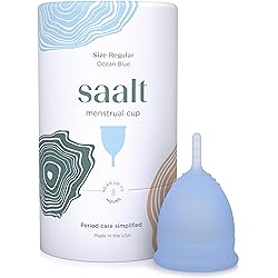 Saalt Menstrual Cup - Premium Design - Most Comfortable Period Cup - #1 Active Cup - Wear for 12 Hours - Soft, Flexible, Reusable Medical-Grade Silicone - Made in USA