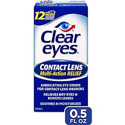Clear Eyes Contact Lens Relief Soothing Eye Drops 0.50 oz Pack of 3