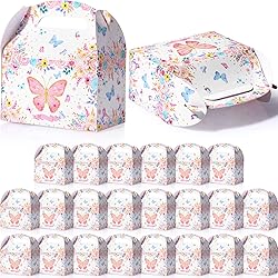 24 Pcs Butterfly Party Favor Treat Box Spring Butterfly Party Goodie Gift Box Butterfly Flower Gift Wrap Boxes Kraft Candy Treat Paper Boxes Butterfly Birthday Party Supplies for Baby Shower Wedding