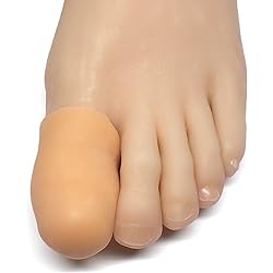 ZenToes 6 Pack Gel Toe Cap and Protector - Cushions and Protects to Provide Relief from Missing or Ingrown Toenails, Corns, Blisters, Hammer Toes Large, Beige