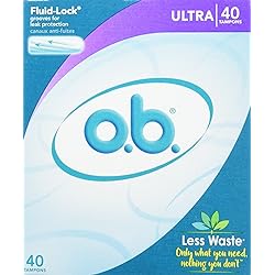 o.b. Original Non-Applicator Tampons, Ultra Absorbancy, Pack of 40 Tampons