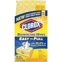 Clorox Disinfecting Wipes, Crisp Lemon - 75 Wipes 31404, Package may vary
