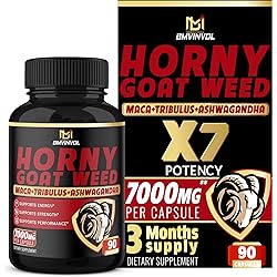 Horny Goat Weed Capsules - 7000mg Herbal Equivalent - Maca, Ginseng, Tribulus Terrestris, Ashwagandha - Performance and Energy Support - 3 Months Supply