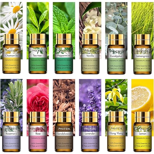 PHATOIL Essential Oils Gift Set 15 x 5ml, Pure Essential Oil Aromatherapy Oil for Skin Care, Hair Care, Bath, Ideal for Humidifier, Diffuser, Relax