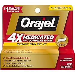 Orajel 4X for Toothache & Gum Pain: Severe Cream Tube 0.33oz- from #1 Oral Pain Relief Brand- Orajel for Instant Pain Relief