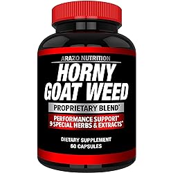 Premium Horny Goat Weed Extract with Maca Root, Ginseng, Muira Puama and L-Arginine - for Men and Women – 100% Pure Herbal Nutritional Supplement - Arazo Nutrition