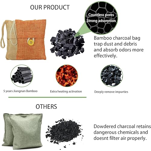 Charcoal Bags Odor Absorber 10x100g4x200g Activated Bamboo Charcoal Air Purifying Bag Charcoal Odor Eliminating Bags for Home & Car Shoes, Closet, Pet -14 PACK