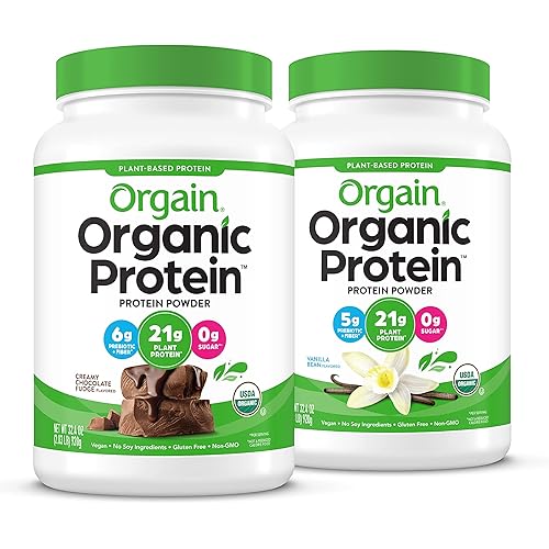 Orgain Bundle - Chocolate and Vanilla Bean Protein Powder - 20 Servings Each Vegan, Low Net Carbs, Made Without Dairy, Gluten and Soy