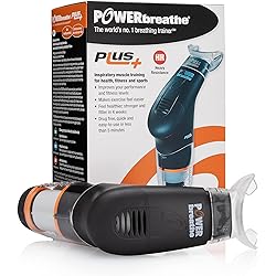 POWERbreathe - Breathing Exercise Device, Breathing Trainer and Therapy Tool to Strengthen Breathing Muscles and Help Lung Capacity, Handheld Inspiratory Muscle Trainer - Black, Heavy Resistance