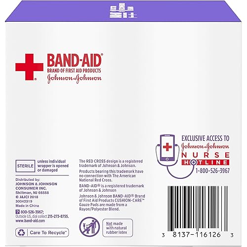 Band-Aid Brand Cushion Care Non-Stick Gauze Pads, Individually-Wrapped, Medium, 3 in x 3 in, 25 Count Pack of 1