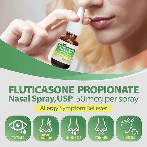 HealthA2Z Fluticasone Propionate Nasal Sprays, 24 Hour Allergy Relief,120 Sprays, 0.54 fl oz