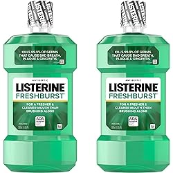 Listerine Freshburst Antiseptic Mouthwash with Germ-Killing Oral Care Formula to Fight Bad Breath, Plaque and Gingivitis, 500 mL Pack of 2