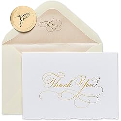 Papyrus Wedding Thank You Cards with Envelopes, Gold Script 8-Count