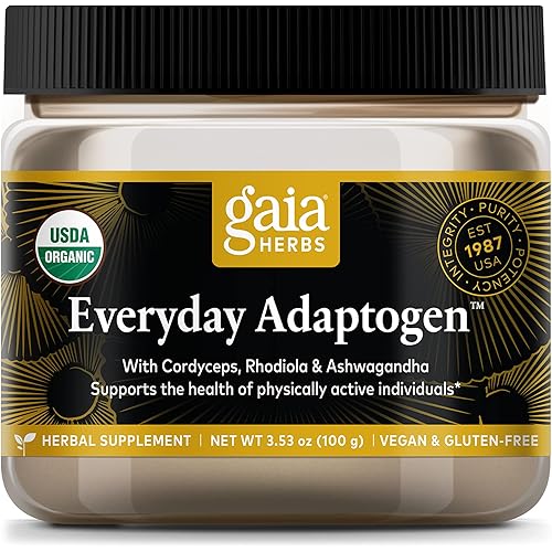 Gaia Herbs Everyday Adaptogen Powder - Helps Provide Energy Support & Maintain Healthy Stress Levels in Physically Active - with Maca Root, Cordyceps, Ashwagandha & More - 3.5 Oz 38-Day Supply