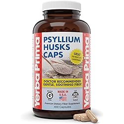 Yerba Prima Psyllium Husks Caps, 625 mg, 400 Capsules - Natural Fiber for Men and Women - Regularity Support Supplement