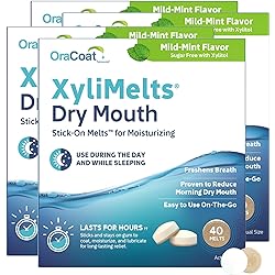 Oracoat Xylimelts oral adhering discs, mild mint 160 count, 40 Count Pack of 4