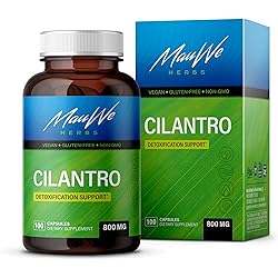 MauWe Herbs Cilantro Capsules - Cilantro Supplement for Heart, Eye, Focus, Body Cleansing, Oxidative Stress & Digestive Support - Cilantro Extract with Vitamins, Minerals, Antioxidants - 100 Caps
