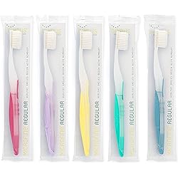 Nimbus Extra Soft Toothbrushes Regular Size Head, Periodontist Design Tapered Bristles for Sensitive Teeth and Receding Gums, Individually Wrapped Plaque Remover Travel Toothbrush 5 Pack, Colors May Vary