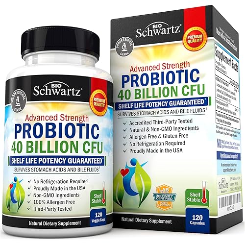 Probiotic 40 Billion CFU - Probiotics for Women & Men - Lactobacillus Acidophilus & Prebiotics - Digestive Health Capsules with Astragalus - Shelf Stable Supplement - Non-GMO, 120 Count
