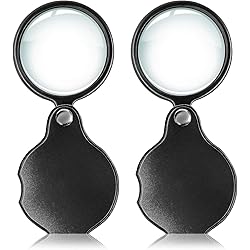 Wapodeai 2pcs 10x Small Pocket Magnify Glass Premium Folding Mini Magnifying Glass with Rotating Protective Sheath, Apply to Reading, Science, Jewelry, Hobbies, Books, 1.96in