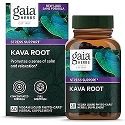 Gaia Herbs Kava Root - Helps Sustain a Sense of Natural Calm and Relaxation During Times of Stress - Made With Noble Kava Cultivars - 60 Vegan Liquid Phyto-Capsules 20-Day Supply