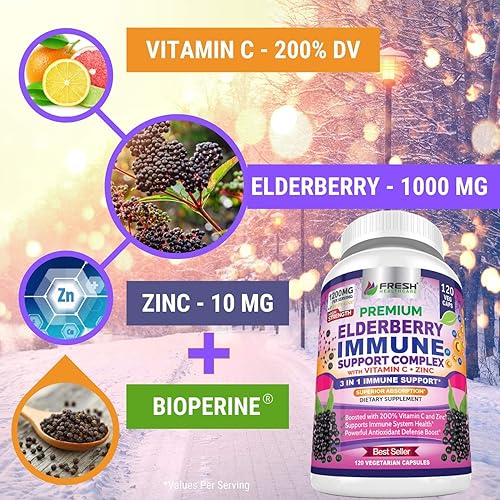 Elderberry Immune Support and Vitamin D3 10,000 IU - Bundle