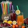 100 Pcs Individually Packaged Pointed Jumbo Smoothie Straws,Disposable Individually Wrapped Plastic Lengthen Milkshake Boba Straw 0.43" Diameter and 9.45" long Colorful