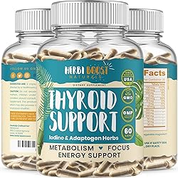 Thyroid Support for Women with Iodine ǀ 1069mg Extra Strength Supplement for Metabolism, Focus with Ashwagandha, L-Tyrosine, Zinc, Selenium & More