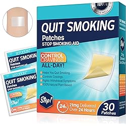 Step 1 | 21 mg, Quit Patches 30 Count, Stop Aid to Help Quit That Work, Transdermal System Patch - Delivered Over 24 Hours, Behavioral Support Program Information Included