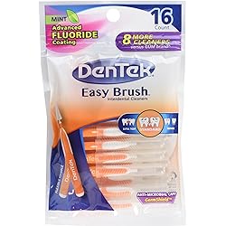 DenTek Easy Brush Dental Cleaners, Standard, 16 Count, Pack of 6