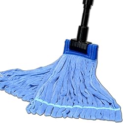 Large Microfiber Tube Mop with Stainless Steel Handle | Industrial Wet Mop | Absorbent and Durable with Great Cleaning Power Blue