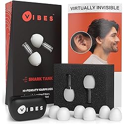 Vibes High-Fidelity Earplugs - Invisible Ear Plugs for Concerts, Musicians, Motorcycles, Airplanes, Raves, Work Noise Reduction, Hearing Protection - Fits Small Medium Large - As Seen On Shark Tank