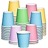 300 Count] 3 oz. Small Paper Cups, Disposable Mini Bathroom Mouthwash Cups - Assorted Colors
