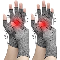 DRNAIETY 2 Pairs Arthritis Compression Gloves, for Hand Arthritis, Rheumatoid, Osteoarthritis, Carpal Tunnel Pain, Compression Gloves for Arthritis for Women & Men, Anti-Slip Glue dot Gloves for Work