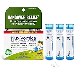 Boiron Nux Vomica 30C, 3 Tubes 80 Pellets per Tube, Homeopathic Medicine for Hangover Relief