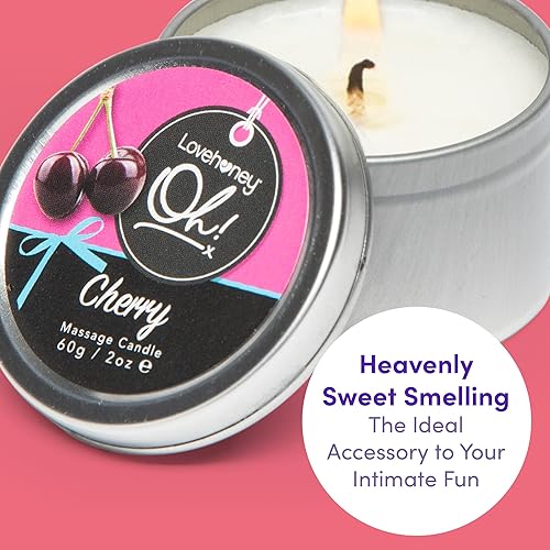 Lovehoney Oh! Cherry Kissable Massage Candle with 6 Essential Oils - Vegetarian Friendly - 2 oz