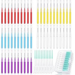 250 Pcs Interdental Brush for Braces Disposable Floss for Braces Dental Brush Floss Picks Soft Dental Tooth Flossing Head Oral Hygiene Flosser Toothpick Cleaning Tool White, Purple, Red