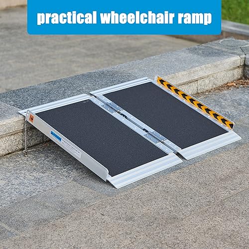 Wheelchair Ramp for Home,Portable Aluminum Wheelchair Ramp for Steps,2FT Non-Skid Threshold Ramp for Doorways, Curbs,Foldable Mobility Scooter Ramp
