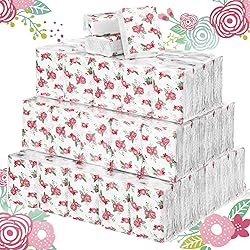 100 Pack 1000 Pcs Travel Size Tissues Bulk 3 Ply PInk Red Floral Small Mini Tissues Pack Individual Facial Tissues Pocket Tissue Packs for Wedding Graduation Housewarming Ceremony Graduation