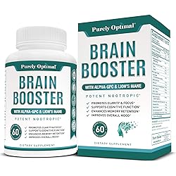 Premium Brain Supplement - Nootropic Brain Booster for Focus, Clarity, Improved Memory, Concentration & Better Mood - Brain Pills w Alpha-GPC, Lion’s Mane, Ginkgo Biloba & Bacopa Monnieri - 60 caps