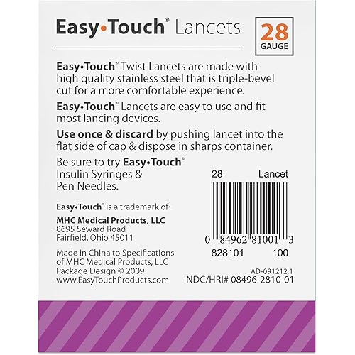 EasyTouch Twist Lancets - 28 G, 100 per Box
